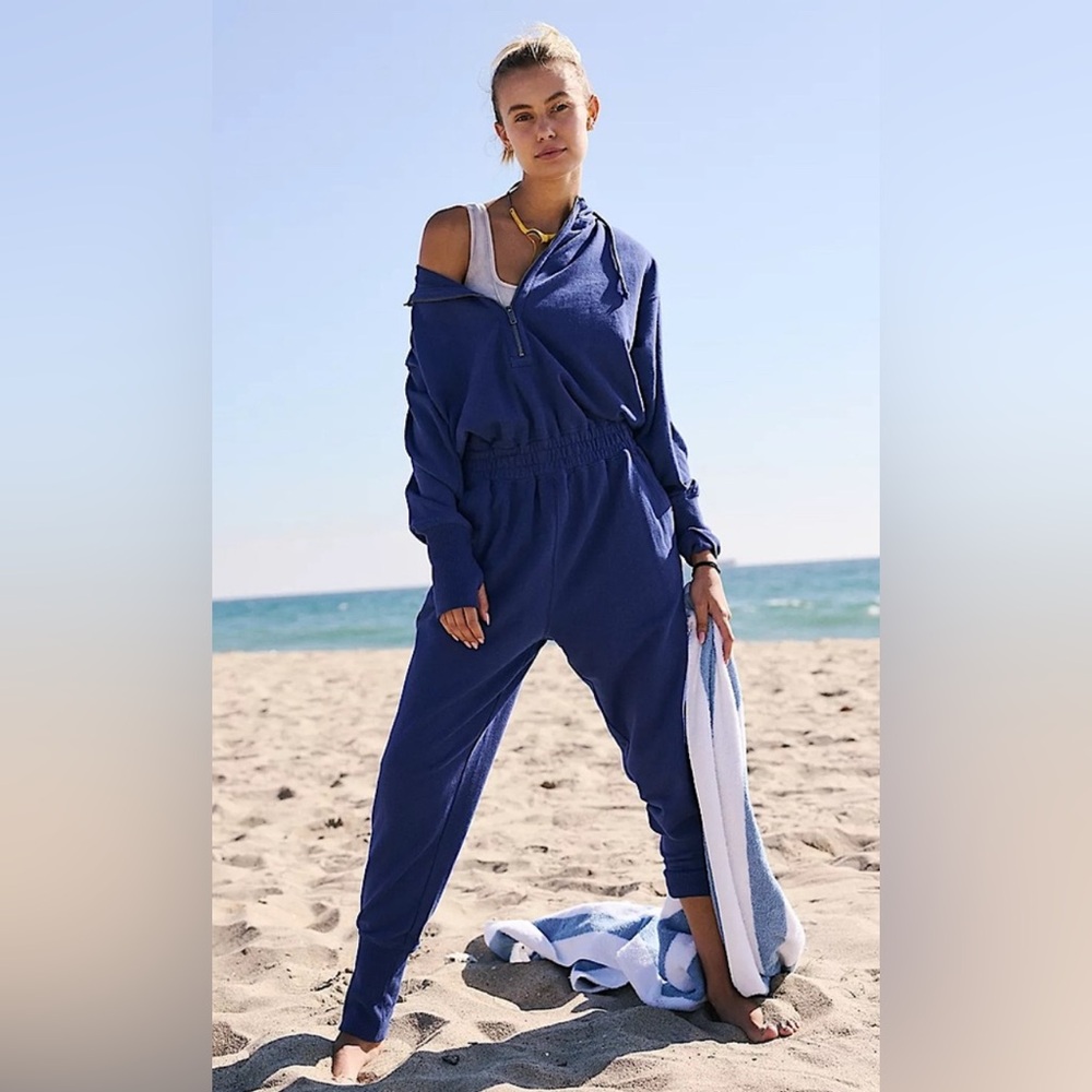 NWT Free People Movement Training Day Jumpsuit - Small - l Blue Indigo - Picture 1 of 11